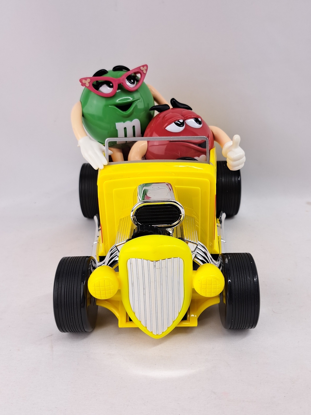 M&M's Yellow Retro Hot Rod Toy Car with Green & Red M&M Characters